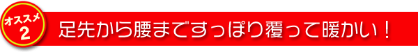 足先から腰まですっぽり覆って暖かい!
