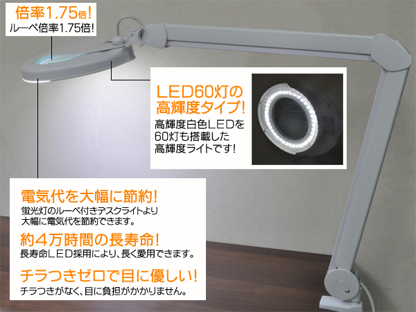 ルーペ付きLEDデスクライト