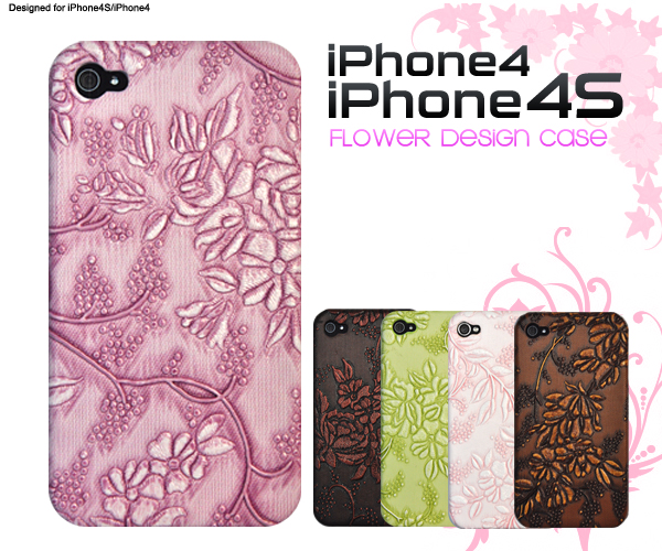iPhone4/4S用フラワーデザインケース