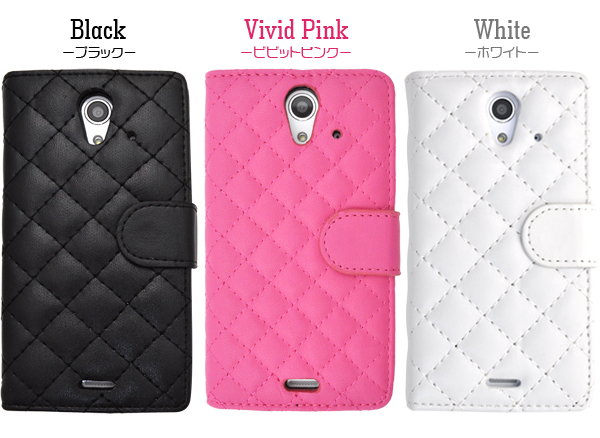 Xperia UL SOL22用キルティングレザーケースポーチ