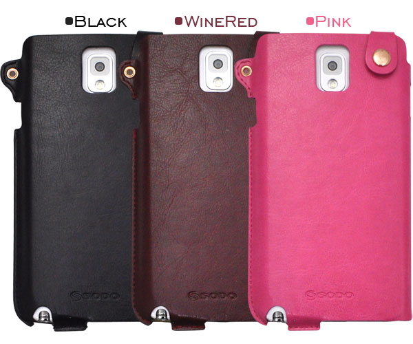 ネックストラップ付きGALAXY Note 3用レザーケースポーチ