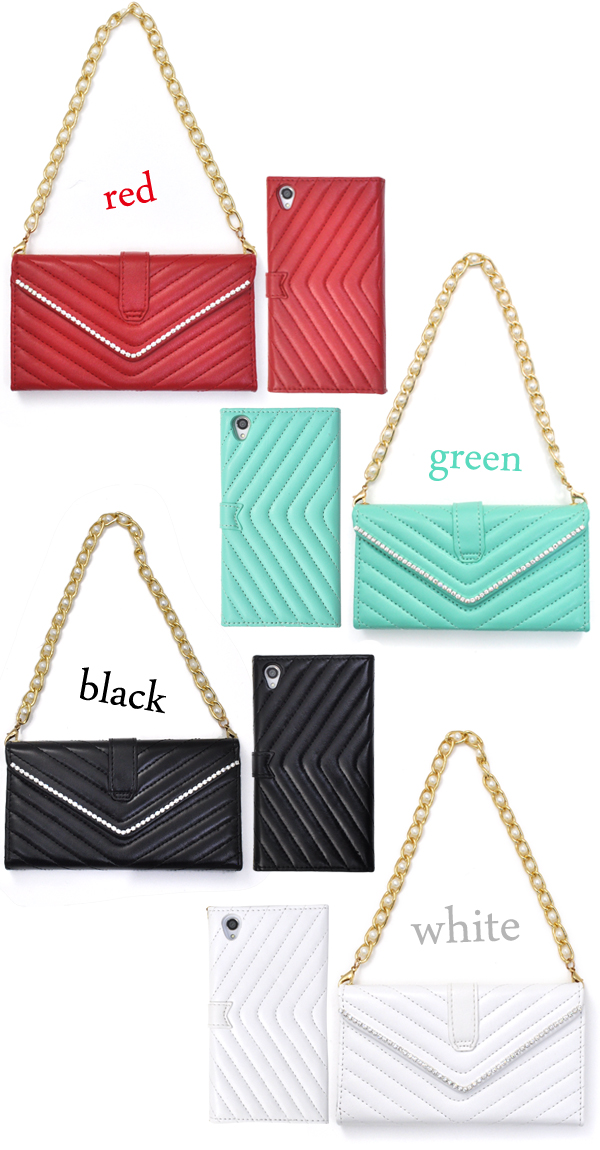 Xperia Z3(SOL26/SO-01G/401SO)用 V字キルティングケースポーチ