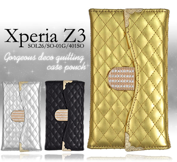 Xperia Z3(SOL26/SO-01G/401SO)用 ゴージャスエナメルケースポーチ