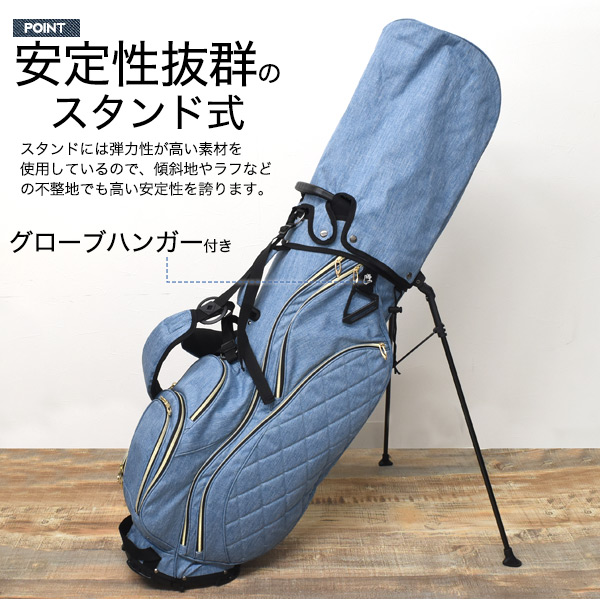 デニムダメージビンテージ風 ゴルフスタンドバッグ デニムダメージビンテージ風 ゴルフスタンドバッグ maplelanegolf_10002515