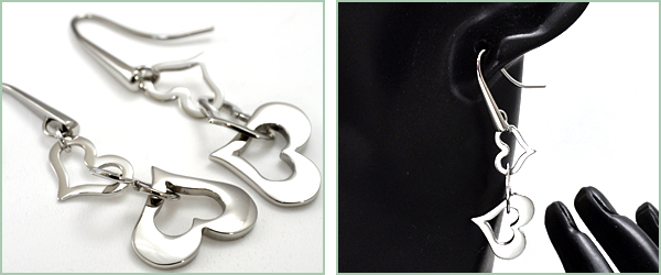 ステンレス３連ハートピアス