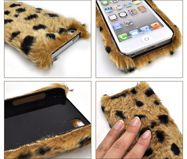 iPhone5用ぶち柄ファーケース