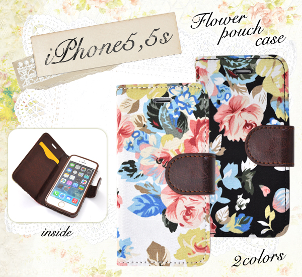 iPhone5、iPhone5s用 フラワーポーチケース