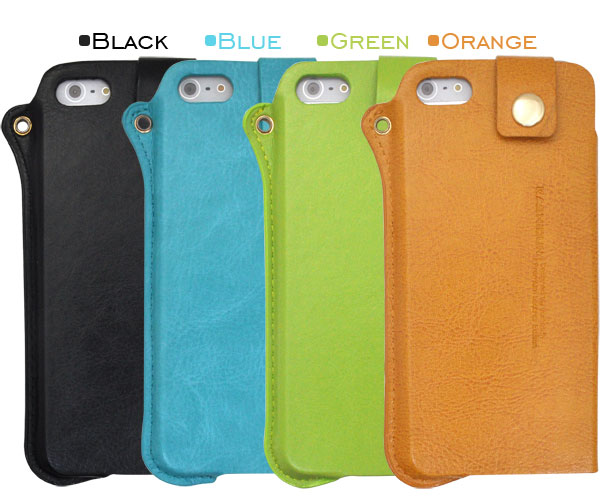 ネックストラップ付きiPhone5/iPhone5s/iPhone5c用レザーケースポーチ