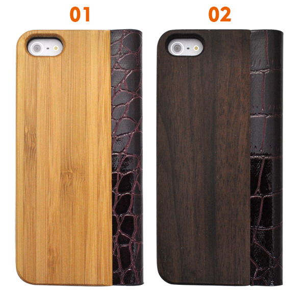 iPhone5/iPhone5s用竹製クロコデザインケースポーチ