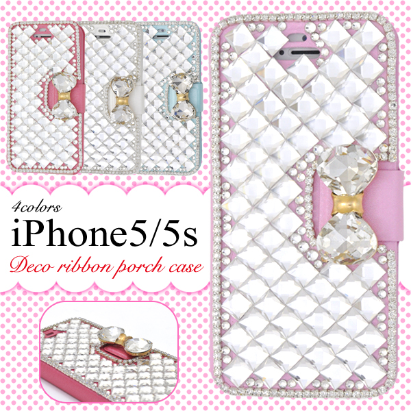 iPhone5、iPhone5s用 デコリボンポーチケース