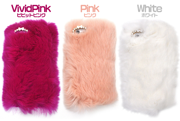 iPhone5c用デコストーン付きファーケース