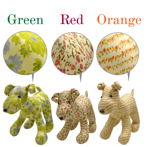 お花柄　犬のぬいぐるみ