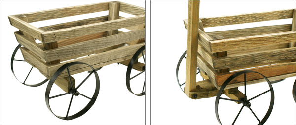 組み立て式　木製プランターカゴ　4輪タイプ