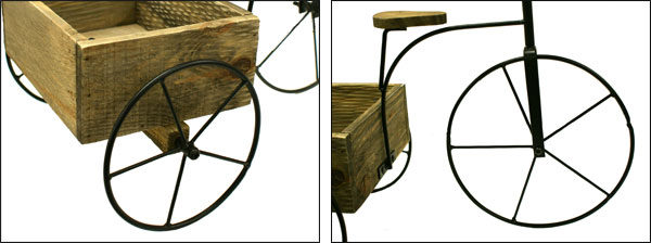 組み立て式　木製プランターカゴ　3輪タイプ