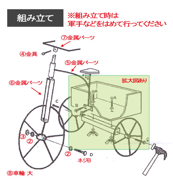 組み立て式　木製プランターカゴ　3輪タイプ