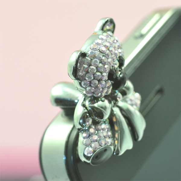 スマートフォン用ピアス　シルバー　くま型