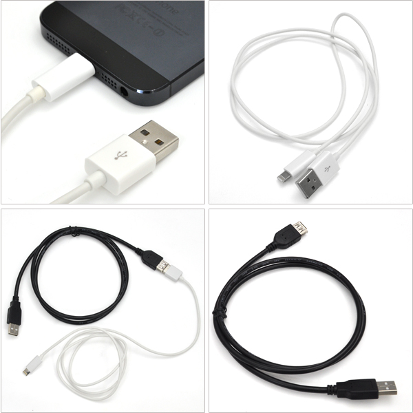 100cm Lightning USBケーブル+100cm USB延長ケーブルのセット 