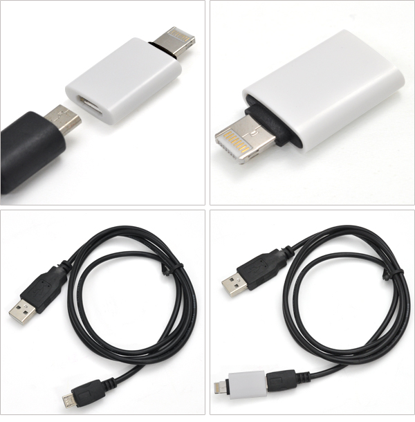 充電専用Lightning-MicroUSB変換アダプタ+100cmMicroUSBケーブル！