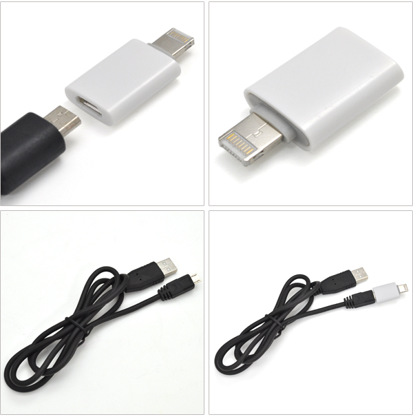 Lightning-MicroUSB変換アダプタ+100cmMicroUSBケーブルのセット！