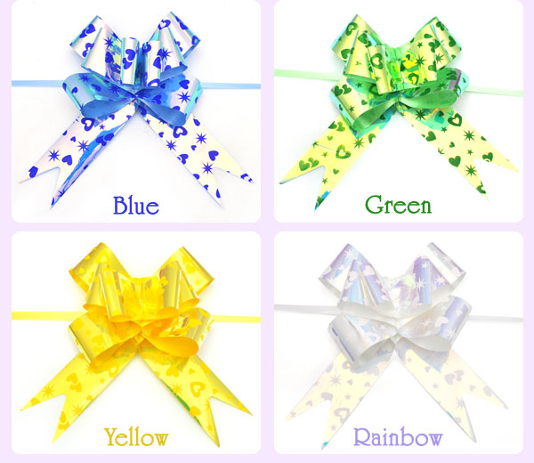 ラッピング用ラメハートワンタッチリボン(幅45mm)/リボンボウ/バスケットボウ