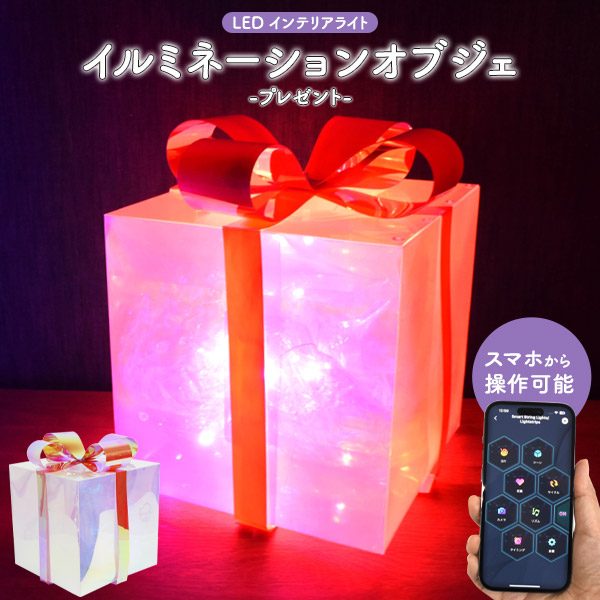 プレゼント LED イルミネーションオブジェ 置き型 インテリアライト USB電源式 軽い かわいい きらきら オーロラカラー Bluetooth接続でスマホから操作可能